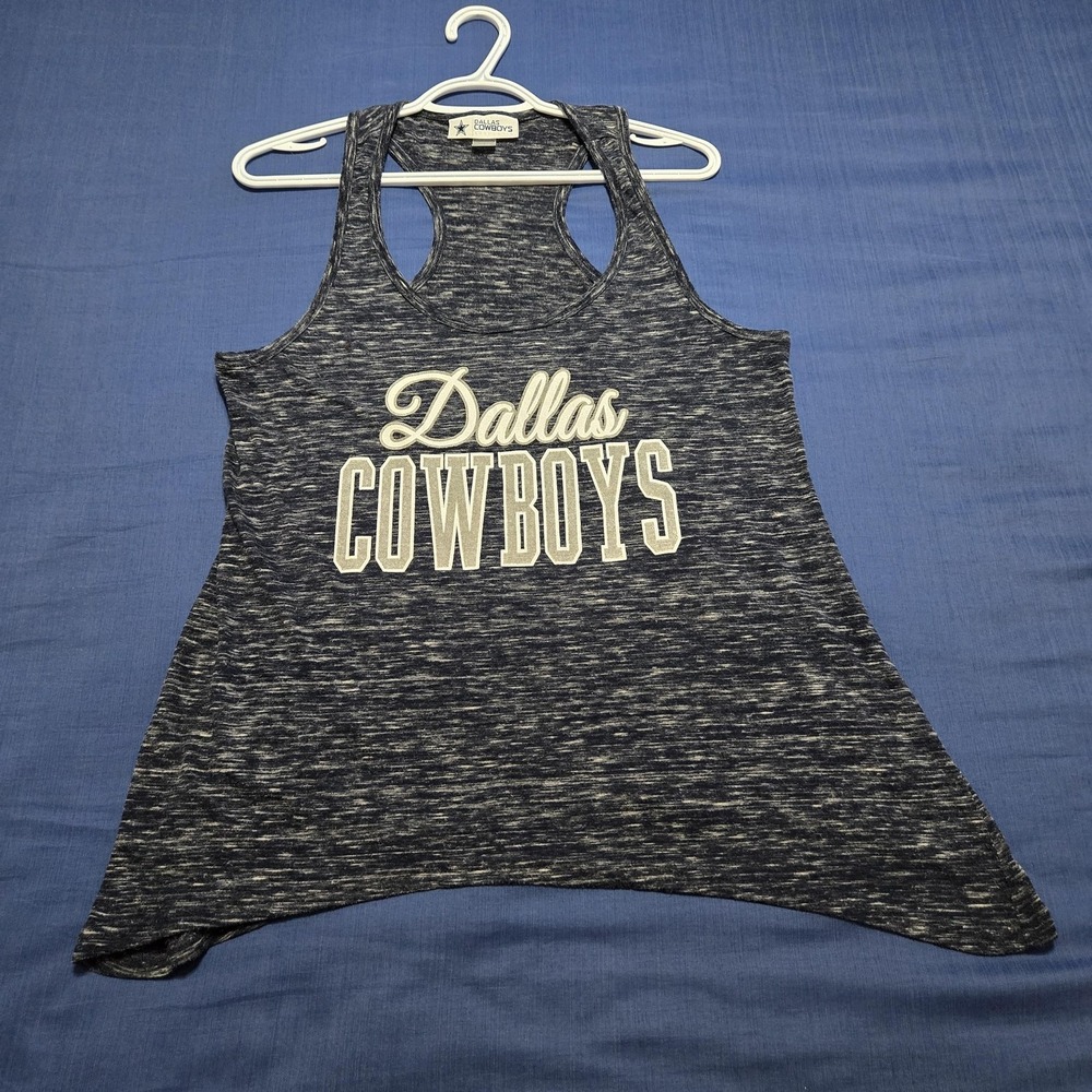 Dallas Cowboys Shirt Womens Large Blue NFL Football Tank Top Racerback Authentic